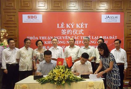 JA Solar thuê 88 ha đất tại KCN Quang Châu để đầu tư Dự án pin năng lượng mặt trời công nghệ cao với tổng vốn hơn 1 tỷ Usd